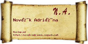 Novák Adriána névjegykártya